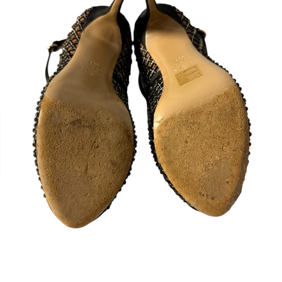 Valentino Black Crystal Fabric and Mesh Peep Toe Platform Pumps Size 38.5 - Picture 4 of 9